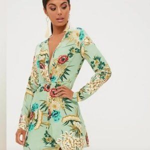 Sage Green Floral Wrap Dress by PrettyLittleThing